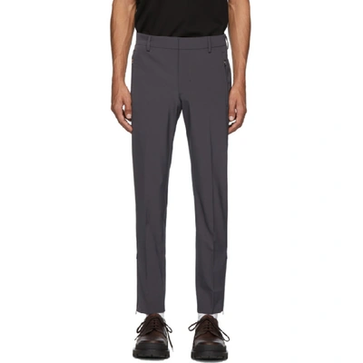 Shop Prada Grey Techno Stretch Trousers In Piombo