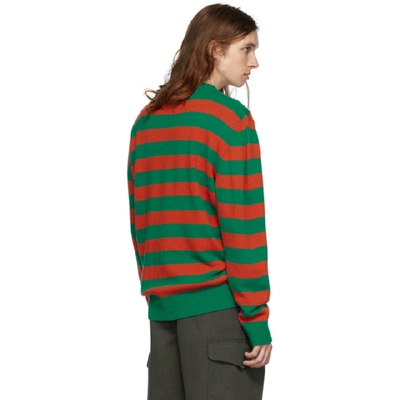 Shop Loewe Green And Orange Stripe Anagram Sweater In 4109 Grnora