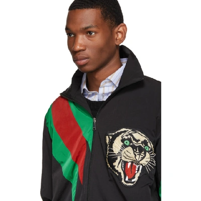 Shop Gucci Black Oversized Panther Jacket In 1060 Black