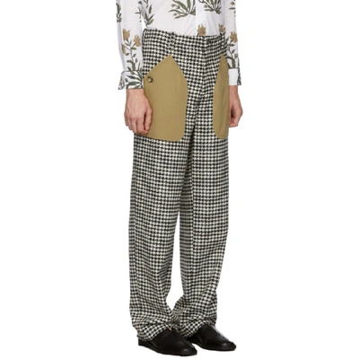 Shop Loewe Black And White Houndstooth Patch Pocket Trousers