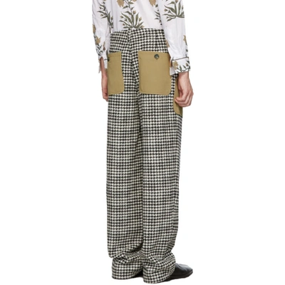 Shop Loewe Black And White Houndstooth Patch Pocket Trousers