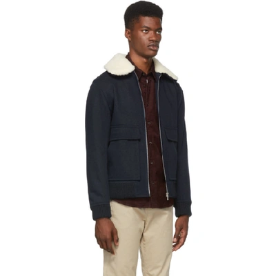 Shop Apc A.p.c. Navy Bronze Jacket In Pia Marine