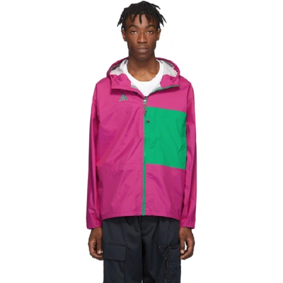 Shop Nike Pink And Green Acg Packable Rain Jacket In 607 Sport F