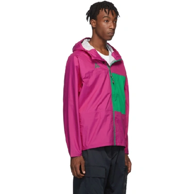 Shop Nike Pink And Green Acg Packable Rain Jacket In 607 Sport F