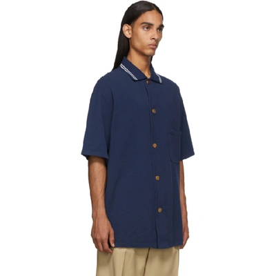 Shop Gucci Blue Logo Buttons Polo In 4345 Blue