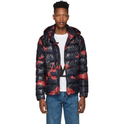 Shop Valentino Blue Down Camouflage Jacket