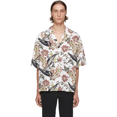 Shop Prada Multicolor Floral Printed Shirt In Natural