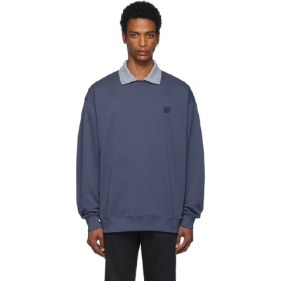 Shop Acne Studios Blue Oversized Forba Face Sweatshirt In Denim Blue