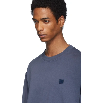Shop Acne Studios Blue Oversized Forba Face Sweatshirt In Denim Blue