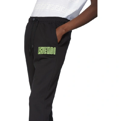 Shop Fendi Black Fluo Logo Lounge Pants In F17w0 Blk N