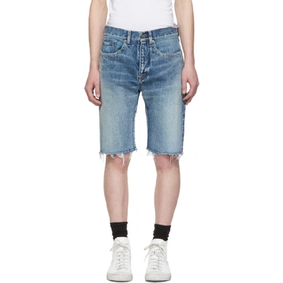 Shop Saint Laurent Blue Denim Bermuda Shorts In 4272miaspra