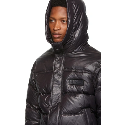 Shop Kenzo Black Shiny Nylon Down Jacket In 99 Black