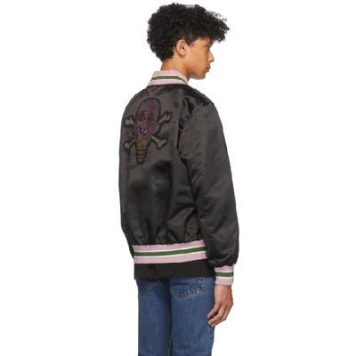 Shop Palm Angels Black Icecream Edition Varsity Jacket