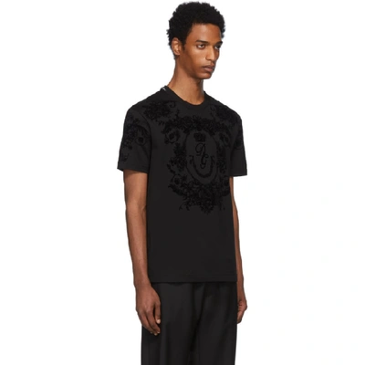 Shop Dolce & Gabbana Dolce And Gabbana Black Logo Flocked T-shirt In N0000 Black