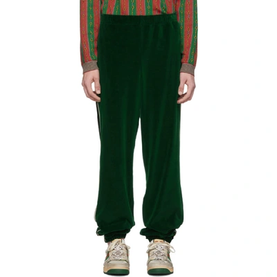 Shop Gucci Green Velvet Lounge Pants In 3521 Green