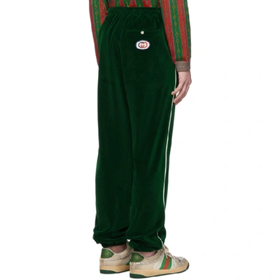 Shop Gucci Green Velvet Lounge Pants In 3521 Green