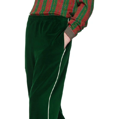 Shop Gucci Green Velvet Lounge Pants In 3521 Green