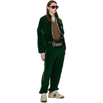 Shop Gucci Green Velvet Lounge Pants In 3521 Green