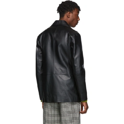 Shop Marni Black Leather Coat In 00n99  Noir