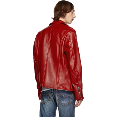 Red Leather Biker Jacket In 1 Red
