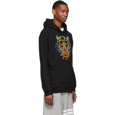 Shop Kenzo Black Neon Tiger Hoodie In 99 Black