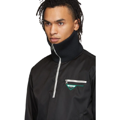 Shop Prada Black Nylon Half-zip Jacket