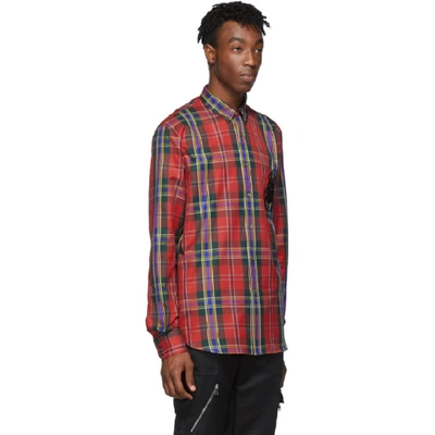 Shop Alexander Mcqueen Red Tartan Bug Shirt In 8140 Tartan