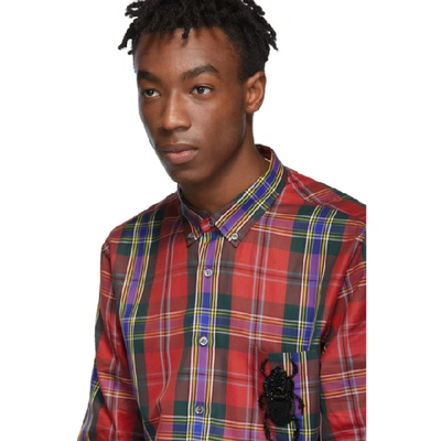 Shop Alexander Mcqueen Red Tartan Bug Shirt In 8140 Tartan