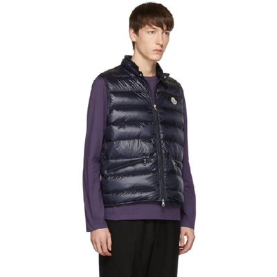 Shop Moncler Navy Down Gui Vest In 776.navy