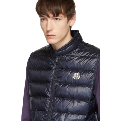 Shop Moncler Navy Down Gui Vest In 776.navy