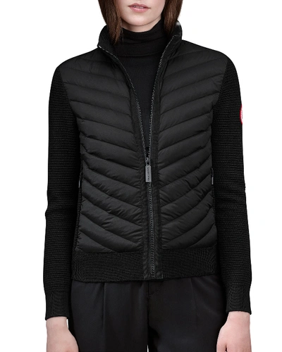 Shop Canada Goose Hybridge Knit Puffer-front Jacket In Black