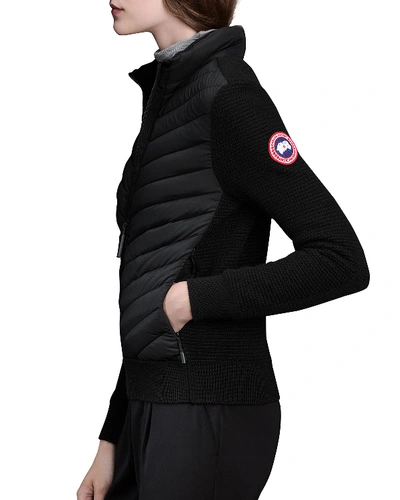 Shop Canada Goose Hybridge Knit Puffer-front Jacket In Black