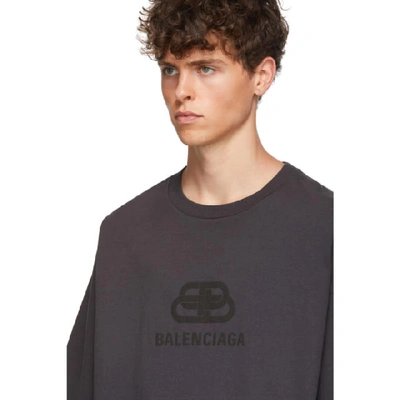 Shop Balenciaga Black Washed Oversized Bb T-shirt In 8190 Blkblk