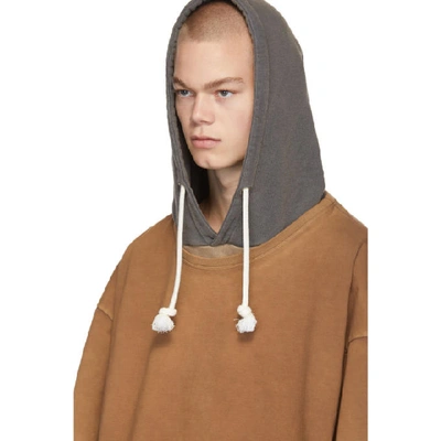 Shop Maison Margiela Brown Overdyed Garment Hoodie