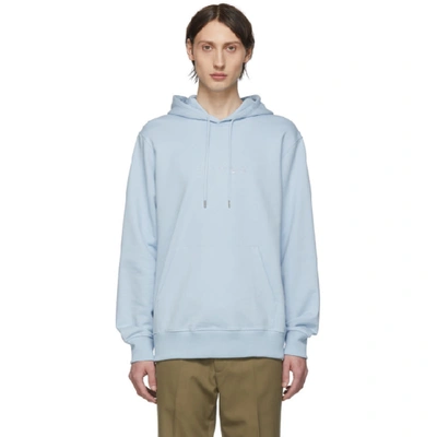 Shop Helmut Lang Blue Alien Logo Hoodie In Soda Blue