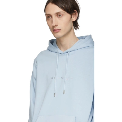 Shop Helmut Lang Blue Alien Logo Hoodie In Soda Blue