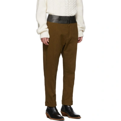 Shop Haider Ackermann Brown Contrast Waistband Trousers In Brwnanthrac