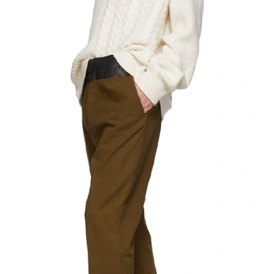 Shop Haider Ackermann Brown Contrast Waistband Trousers In Brwnanthrac