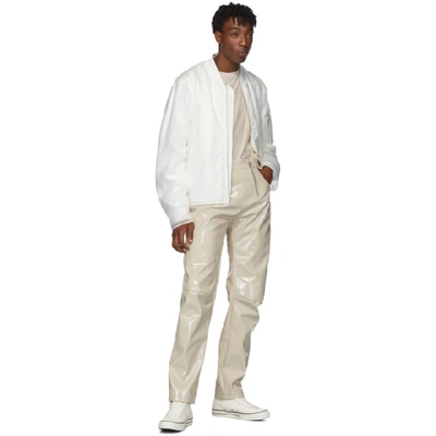 Shop Helmut Lang White Sheer Rubber Bomber Jacket In Clear