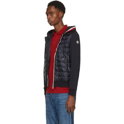 Shop Moncler Navy Down Maglia Cardigan Jacket In 778 Navy