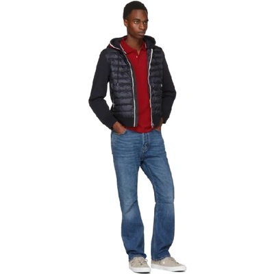 Shop Moncler Navy Down Maglia Cardigan Jacket In 778 Navy