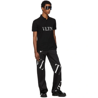 Shop Valentino Black Vltn Macrogrid Lounge Pants In 0ninero/vl