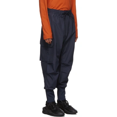 Shop Y-3 Navy Canvas Cargo Pants In Legend Ink