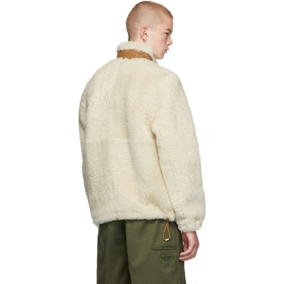 Shop Loewe White And Tan Shearling Jacket In 2073 Whtcam