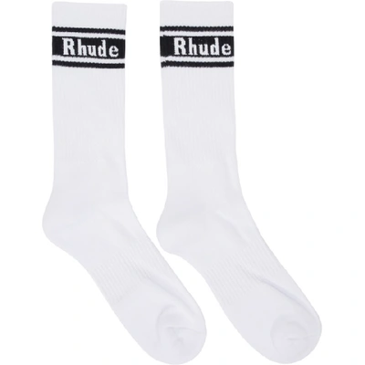 Shop Rhude Black And White Logo Socks In Blackwht