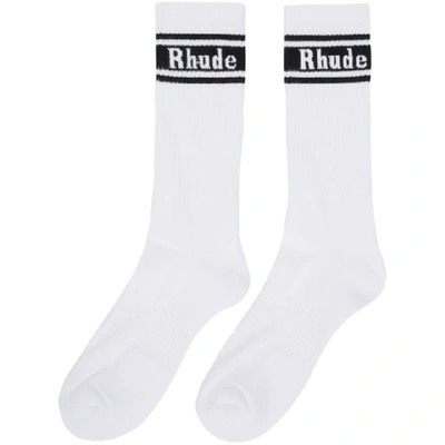 Shop Rhude Black And White Logo Socks In Blackwht