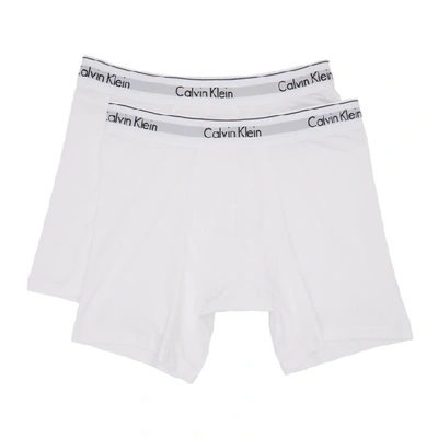 Shop Calvin Klein Underwear Two-pack White Low Rise Boxer Briefs