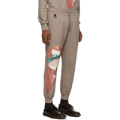 Shop Undercover Grey Valentino Edition V Face Ufo Print Lounge Pants In Gray Beige