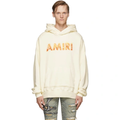 Shop Amiri Off-white Flame Hoodie In Marshmallow
