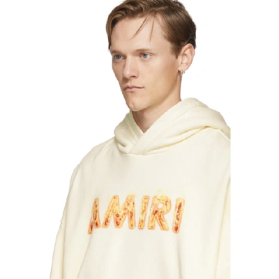 Shop Amiri Off-white Flame Hoodie In Marshmallow